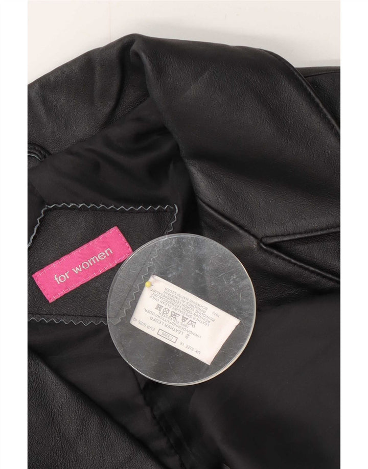 Vintage Womens Leather Coat UK 16 Large Black