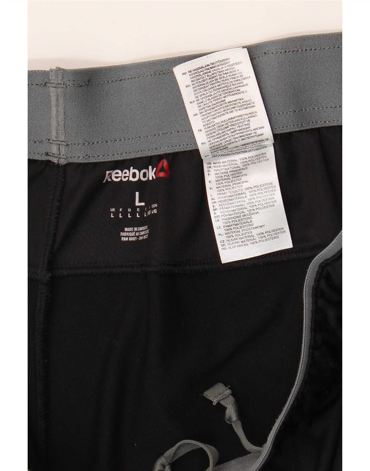 Reebok Mens Tracksuit Trousers Large Black Polyester