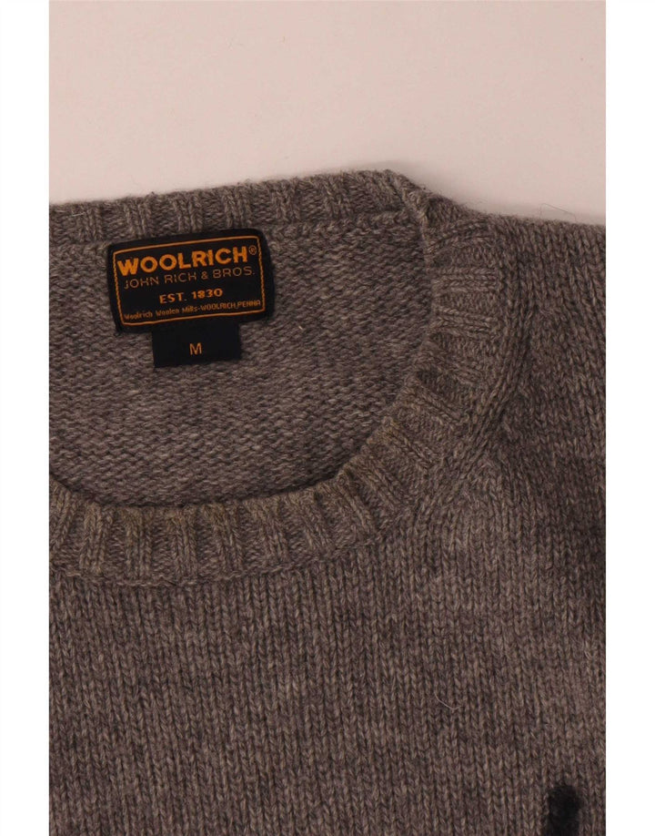 Woolrich Mens Graphic Jumper Sweater Medium Grey Flecked Wool