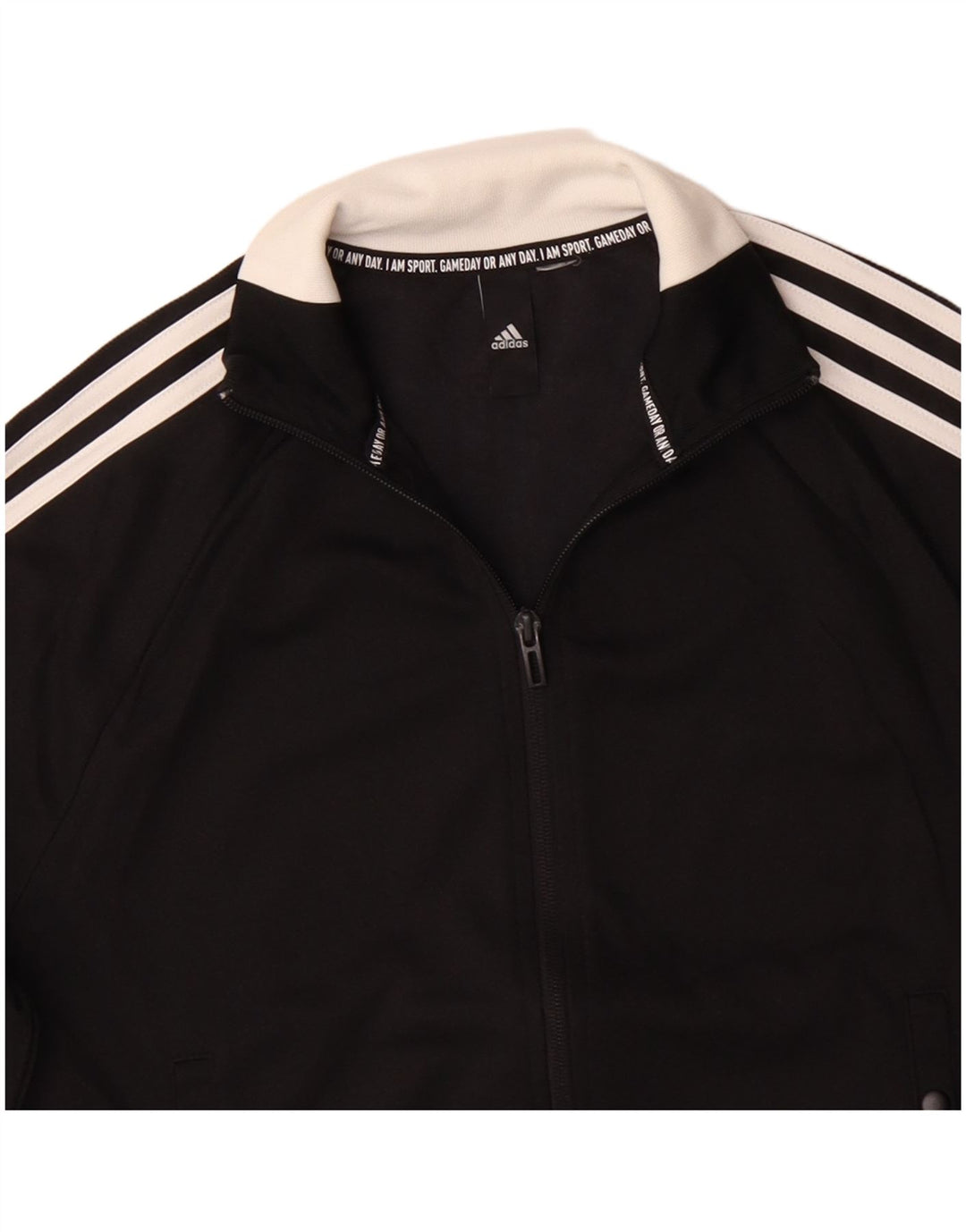 ADIDAS Womens Tracksuit Top Jacket UK 14 Medium Black Polyester