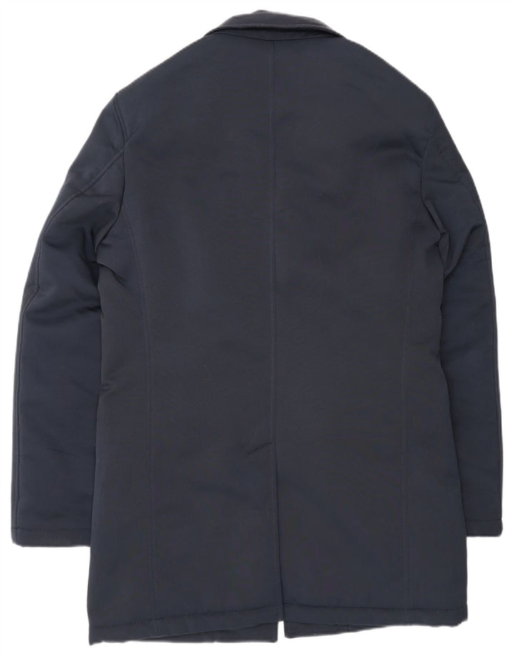 David Hamilton Mens Kampione Overcoat IT 46 Small Navy Blue Polyester