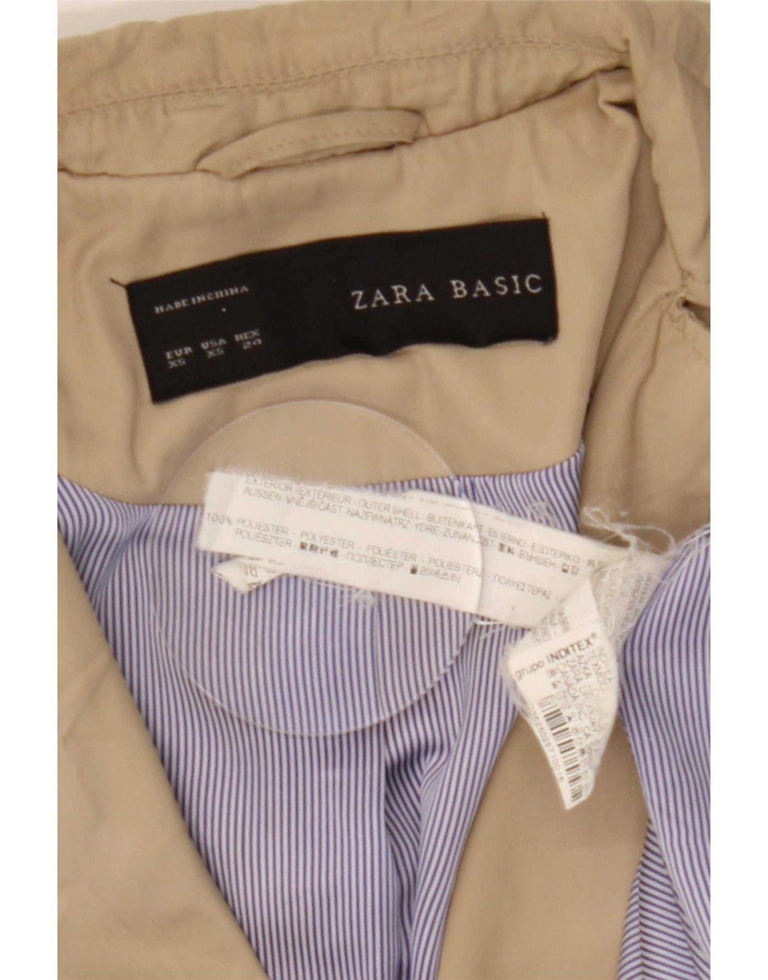 Zara Womens Trench Coat UK 6 XS Beige Polyester