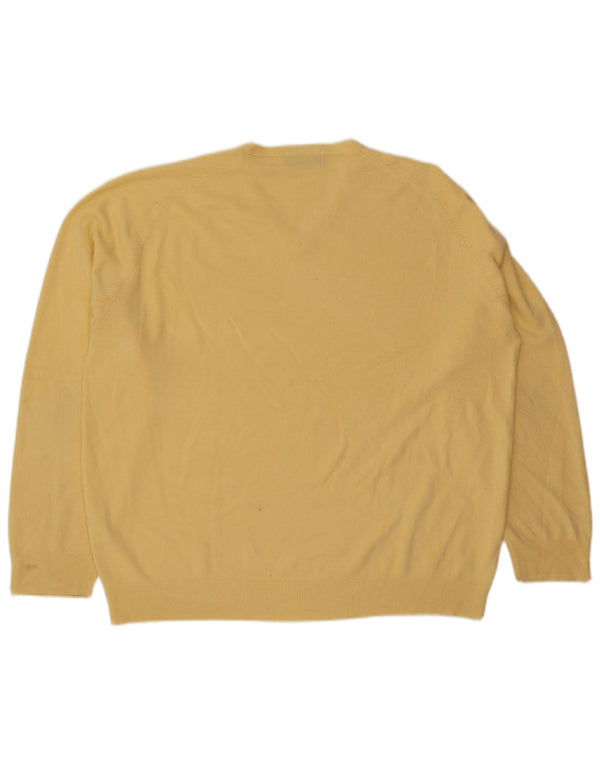 Marks & Spencer Mens Blue Harbour V-Neck Jumper Sweater 2XL Yellow Acrylic