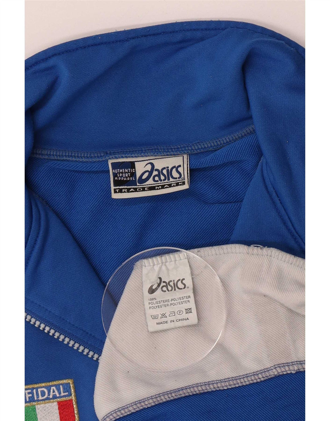 Asics Mens Zip Neck Graphic Pullover Tracksuit Top Large Blue Colourblock