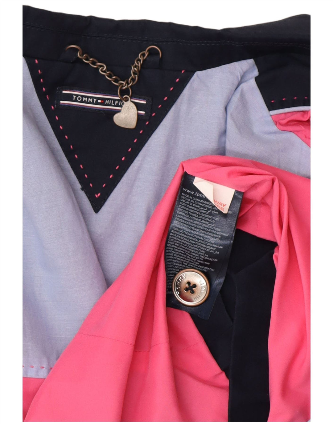 TOMMY HILFIGER Girls 1 Button Blazer Jacket 9-10 Years Navy Blue Cotton