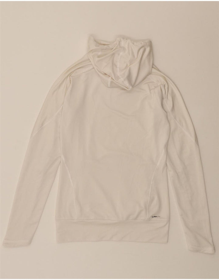 ADIDAS Womens Climalite Hooded Tracksuit Top Jacket UK 10 Small White Vintage Adidas and Second-Hand Adidas from Messina Hembry 