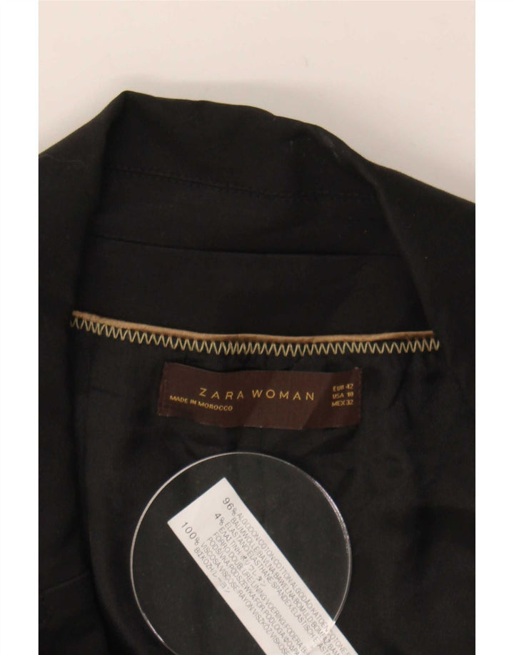Zara Womens Blazer Jacket EU 42 Large Black Cotton