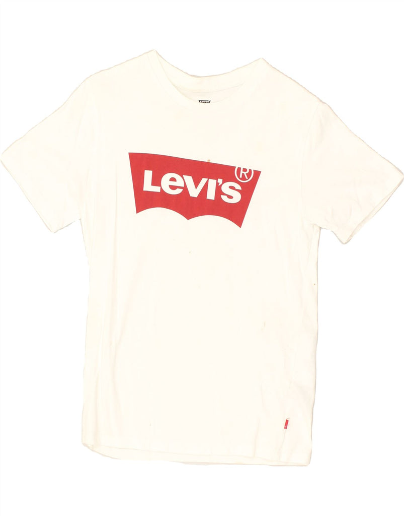 LEVI'S Womens Graphic T-Shirt Top UK 6 XS White Cotton | Vintage Levi's | Thrift | Second-Hand Levi's | Used Clothing | Messina Hembry 