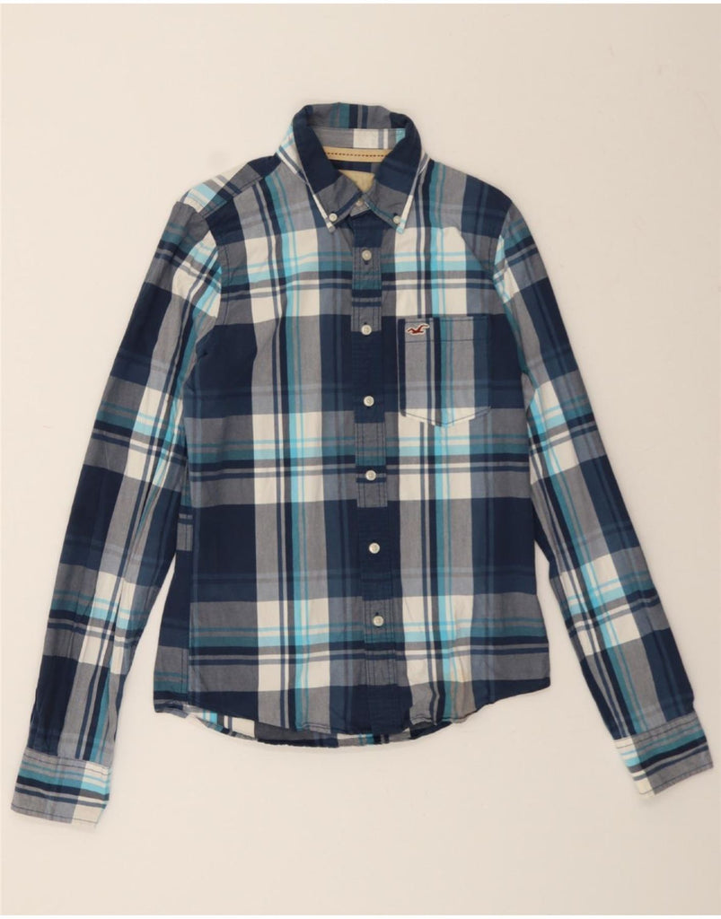 HOLLISTER Mens Shirt Medium Navy Blue Check Cotton Vintage Hollister and Second-Hand Hollister from Messina Hembry 