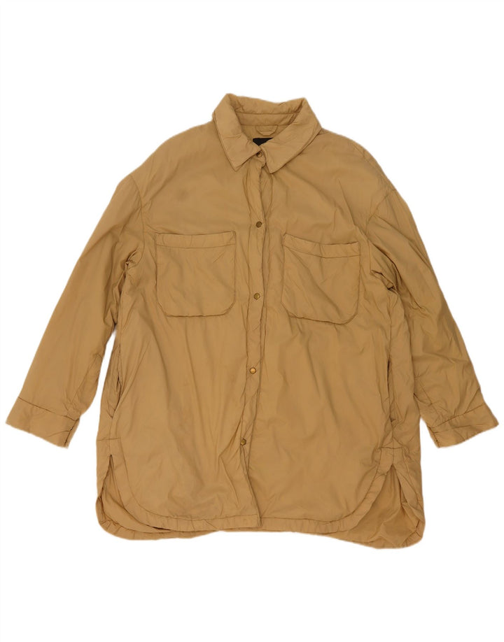 Zara Womens Overcoat UK 16 Large Beige Polyester