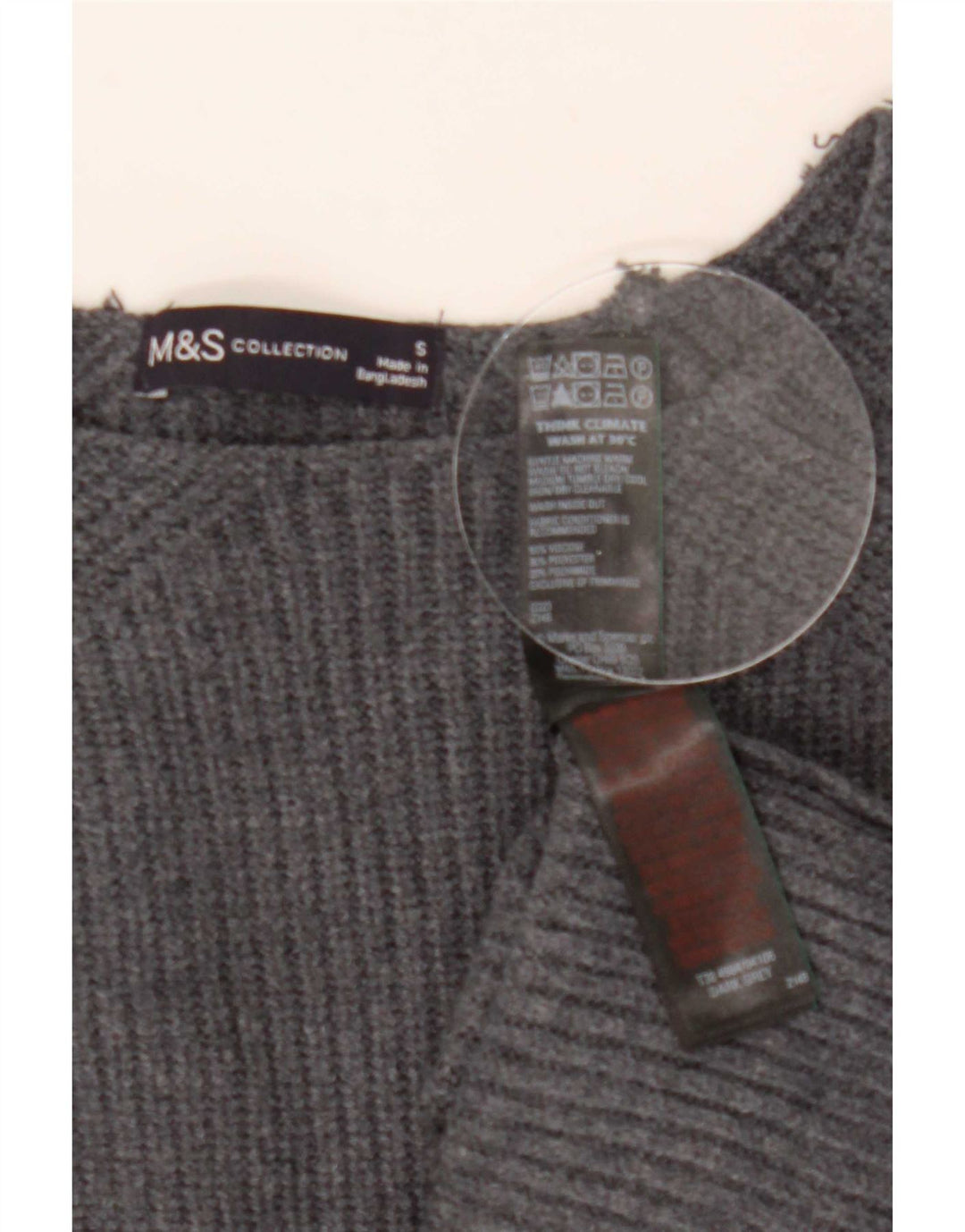 Marks & Spencer Womens Oversized Crew Neck Jumper Sweater UK 10 Small Grey