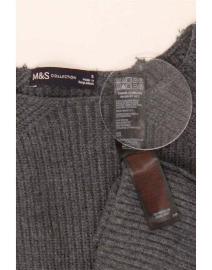 Marks & Spencer Womens Oversized Crew Neck Jumper Sweater UK 10 Small Grey