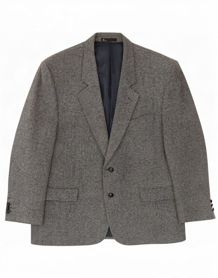 Bhs Mens Harris Tweed 2 Button Blazer Jacket UK 46 3XL Grey Wool