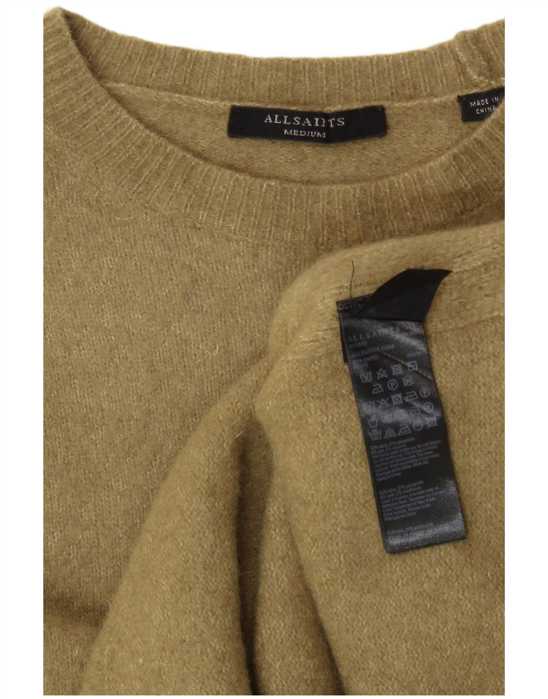ALL SAINTS Womens Crew Neck Jumper Sweater UK 12 Medium Green Wool