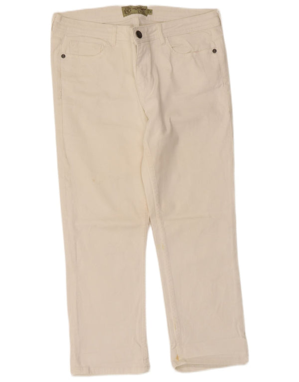 Fat Face Womens Cropped Jeans UK 14 Large W34 L24 White Cotton