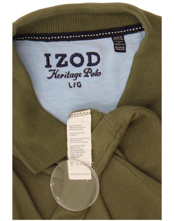 Izod Mens Heritage Polo Shirt Large Khaki Cotton