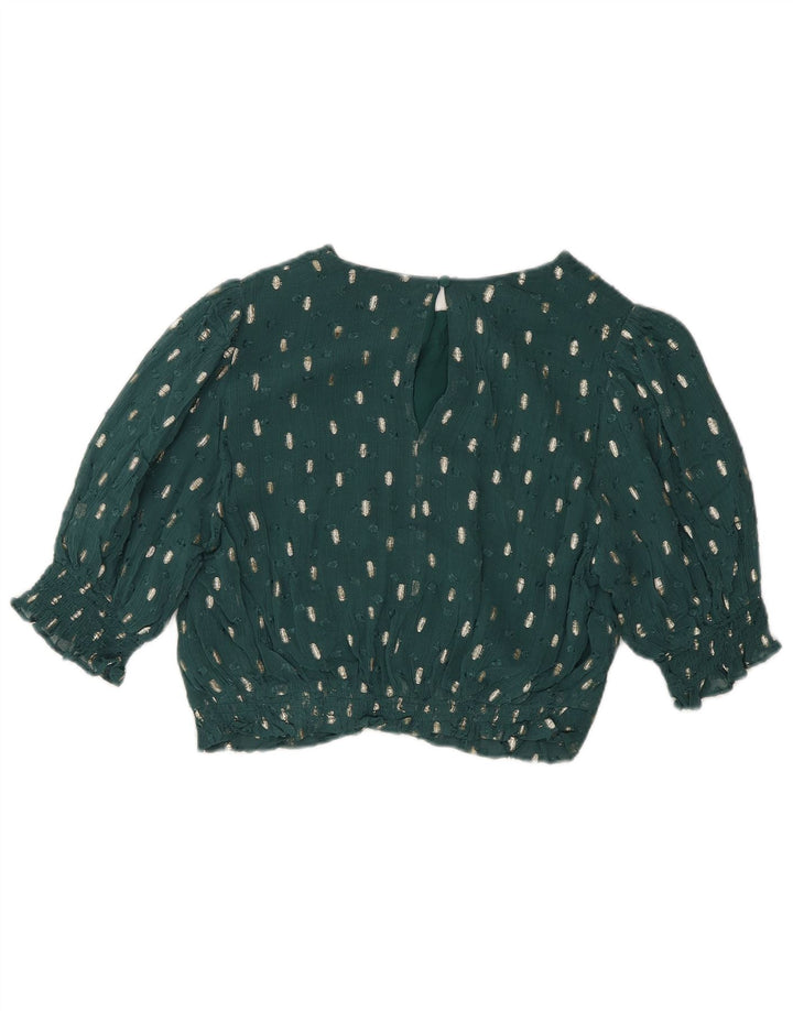 Boden Womens Crop Blouse Top UK 12 Medium Green Flecked Viscose