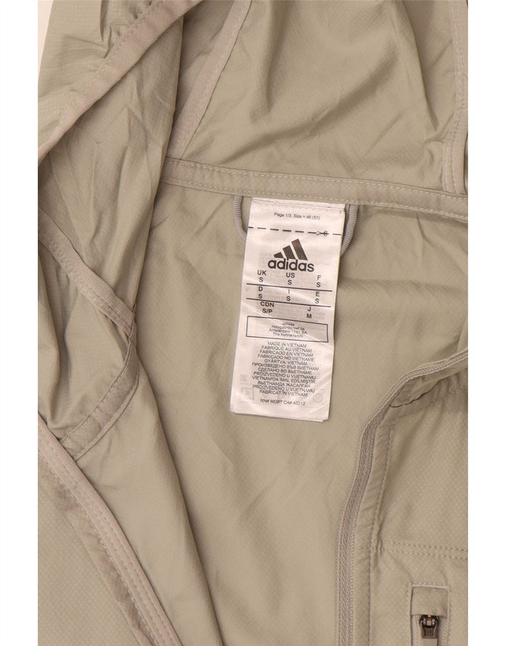 ADIDAS Mens Hooded Rain Jacket UK 36 Small Beige Colourblock Polyester