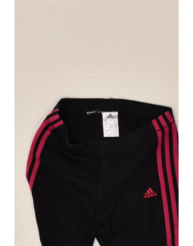 ADIDAS Girls Capri Leggings 13-14 Years Black | Vintage Adidas | Thrift | Second-Hand Adidas | Used Clothing | Messina Hembry 