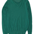 Massimo Dutti Mens V-Neck Jumper Sweater Large Green Cotton