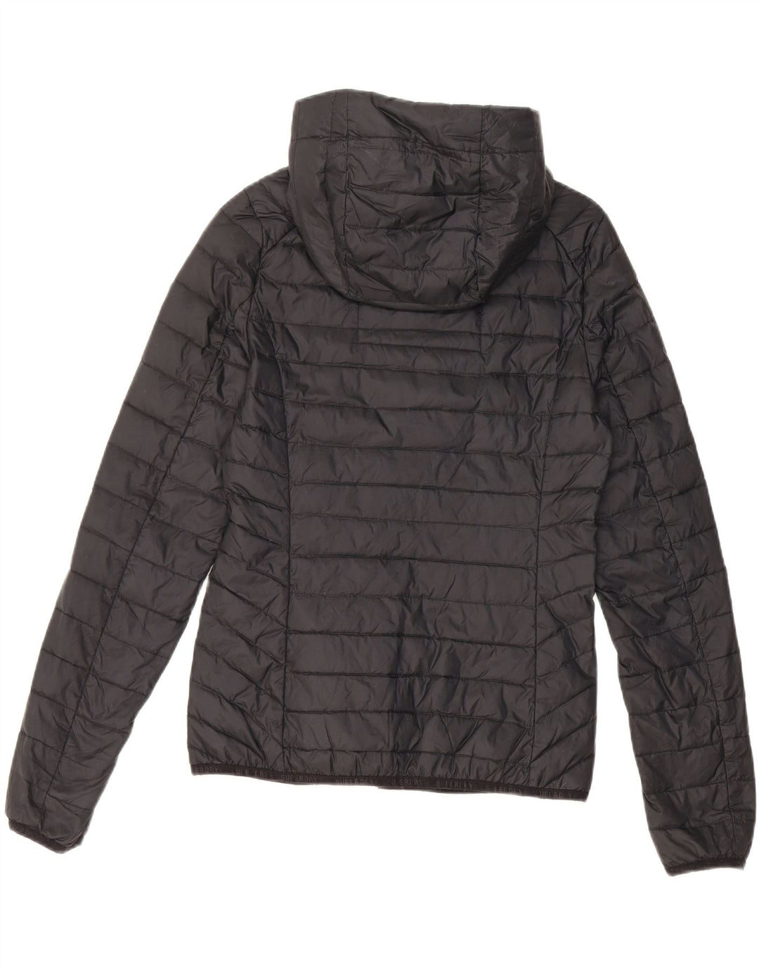 Superdry Womens Hooded Padded Jacket UK 6 XS Black Nylon
