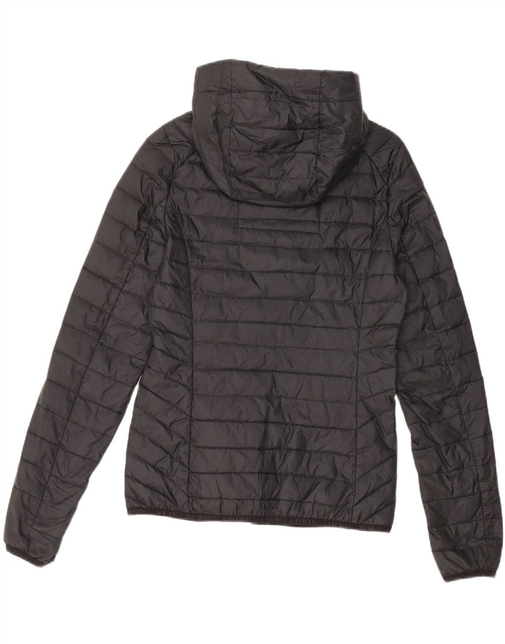 Superdry Womens Hooded Padded Jacket UK 6 XS Black Nylon