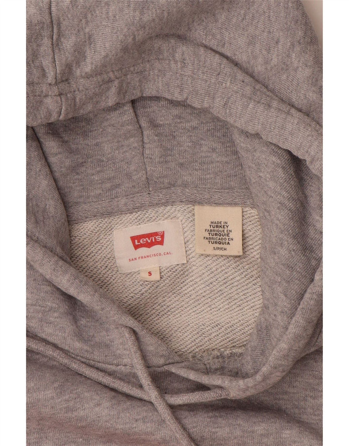 LEVI'S Mens Graphic Hoodie Jumper Small Grey Cotton