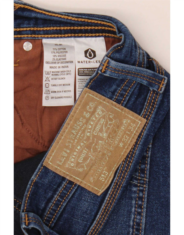 Levi's Mens 513 Slim Straight Jeans W32 L34 Blue Cotton