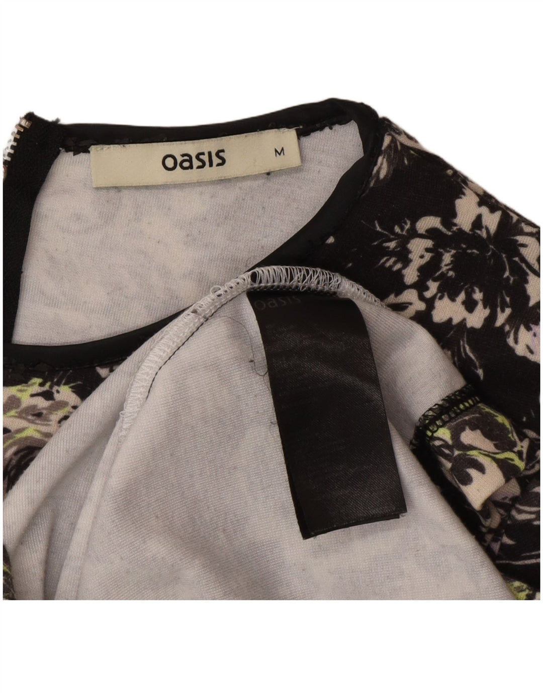 Oasis Womens Basic Dress UK 14 Medium Black Floral Polyester
