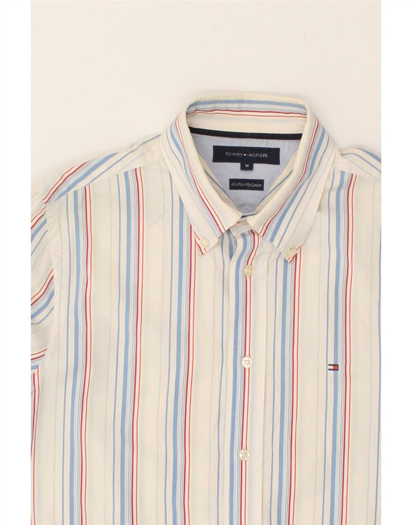 TOMMY HILFIGER Mens Shirt Medium White Striped Cotton Vintage Tommy Hilfiger and Second-Hand Tommy Hilfiger from Messina Hembry 