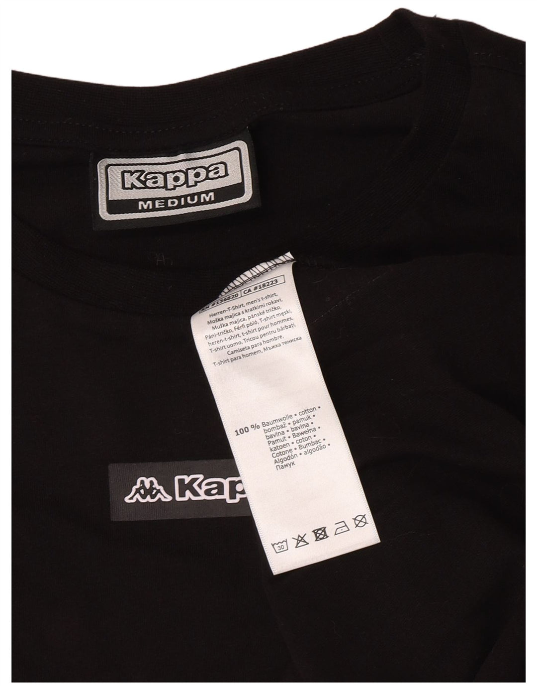 Kappa Mens Graphic T-Shirt Top Medium Black Colourblock Cotton