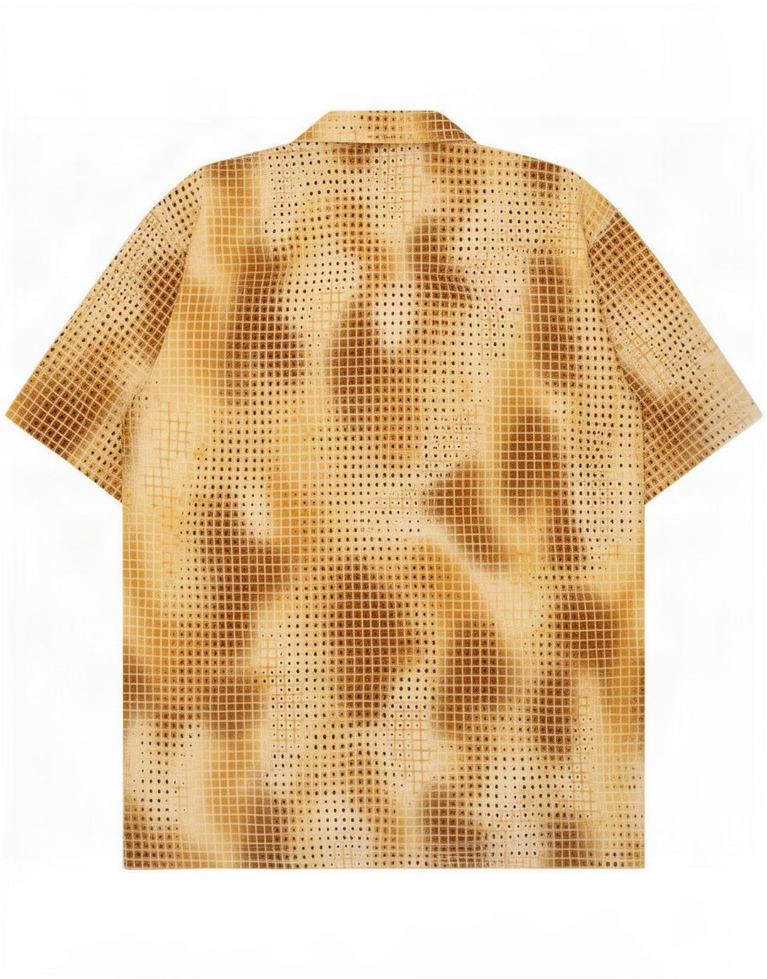 Vintage Mens Abstract Pattern Shirt Medium Brown Spotted Polyester