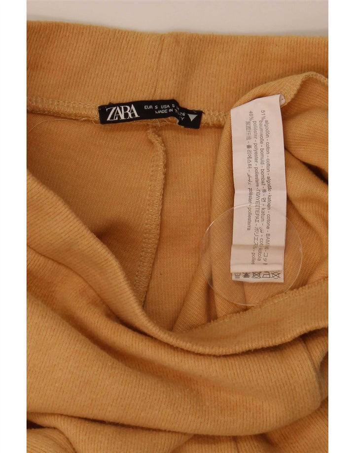 Zara Womens Tracksuit Trousers UK 8 Small Beige Cotton