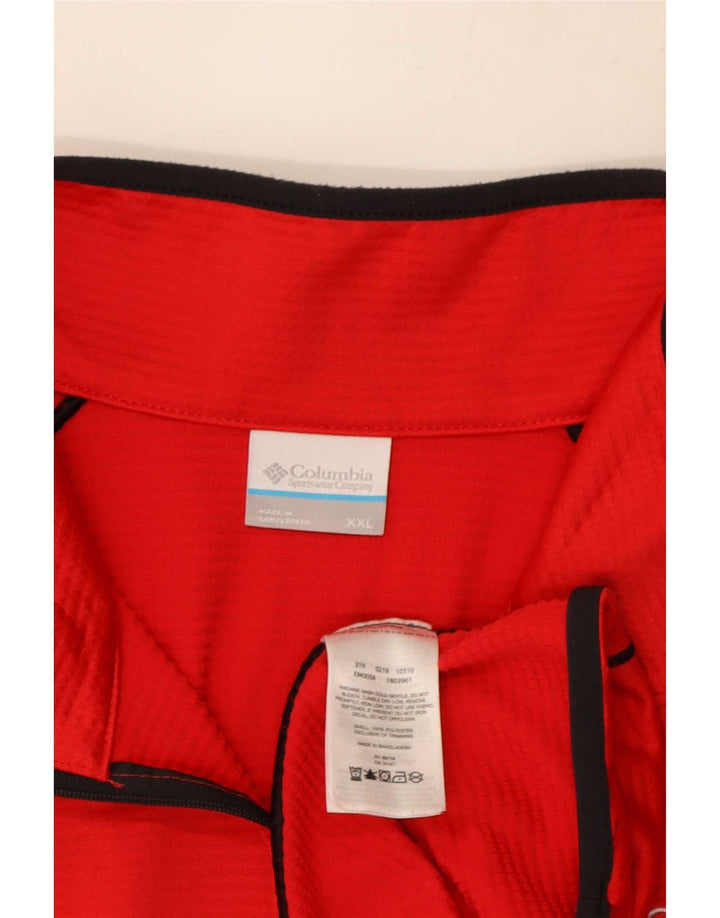 Columbia Mens Zip Neck Fleece Jumper 2XL Red Striped Polyester