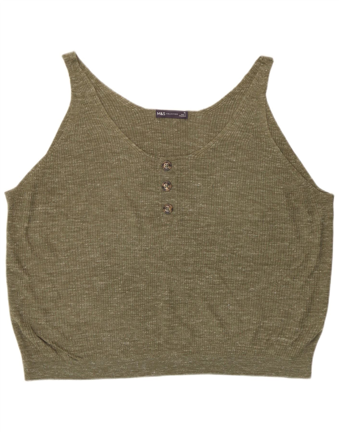 Marks & Spencer Womens Oversized Vest Top UK 18 XL Green Flecked Acrylic