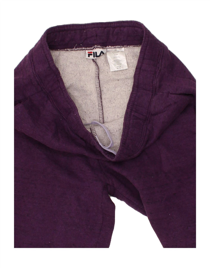 FILA Girls Graphic Tracksuit Trousers Joggers 14-15 Years XL Purple Cotton Vintage Fila and Second-Hand Fila from Messina Hembry 