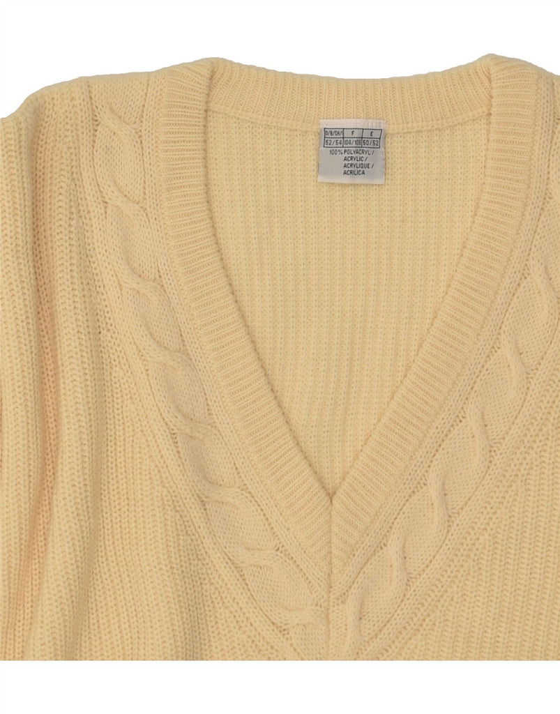 VINTAGE Mens V-Neck Jumper Sweater EU 50/52 Medium Beige Polyacrylic | Vintage Vintage | Thrift | Second-Hand Vintage | Used Clothing | Messina Hembry 