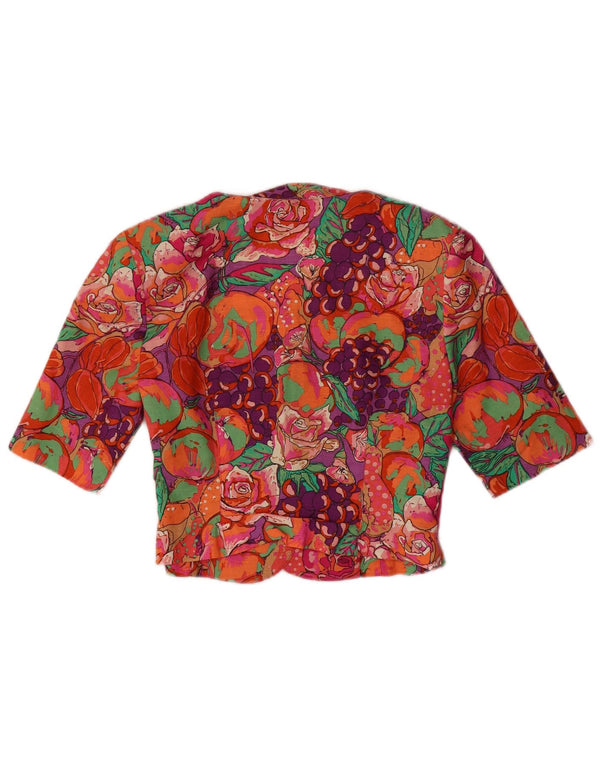 Vintage Womens Crop Shirt Blouse UK 12 Medium Multicoloured Floral
