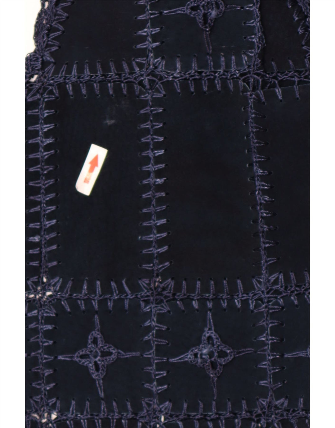 Vintage Womens Suede Gilet UK 14 Medium Navy Blue Patchwork