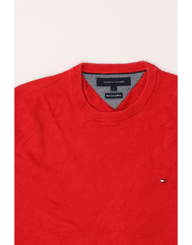TOMMY HILFIGER Mens Crew Neck Jumper Sweater Large Red Cotton | Vintage Tommy Hilfiger | Thrift | Second-Hand Tommy Hilfiger | Used Clothing | Messina Hembry 