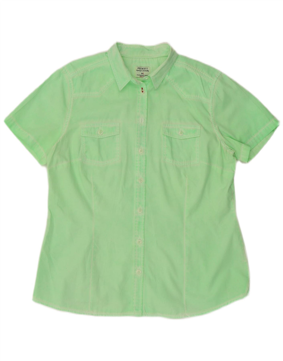 Peckott Womens Heritage Short Sleeve Shirt IT 44 Medium Green Cotton