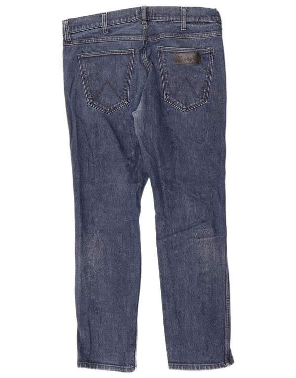Wrangler Mens Greensboro Straight Jeans W34 L30 Blue Cotton