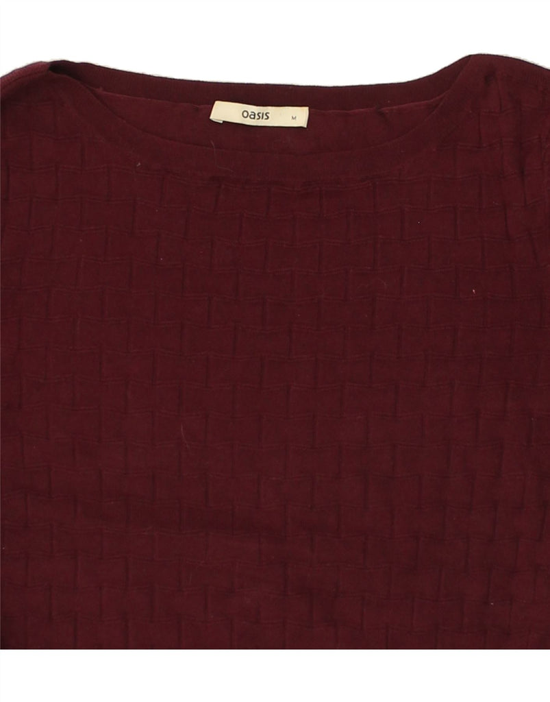 OASIS Womens 3/4 Sleeve Boat Neck Jumper Sweater UK 12 Medium Burgundy | Vintage Oasis | Thrift | Second-Hand Oasis | Used Clothing | Messina Hembry 