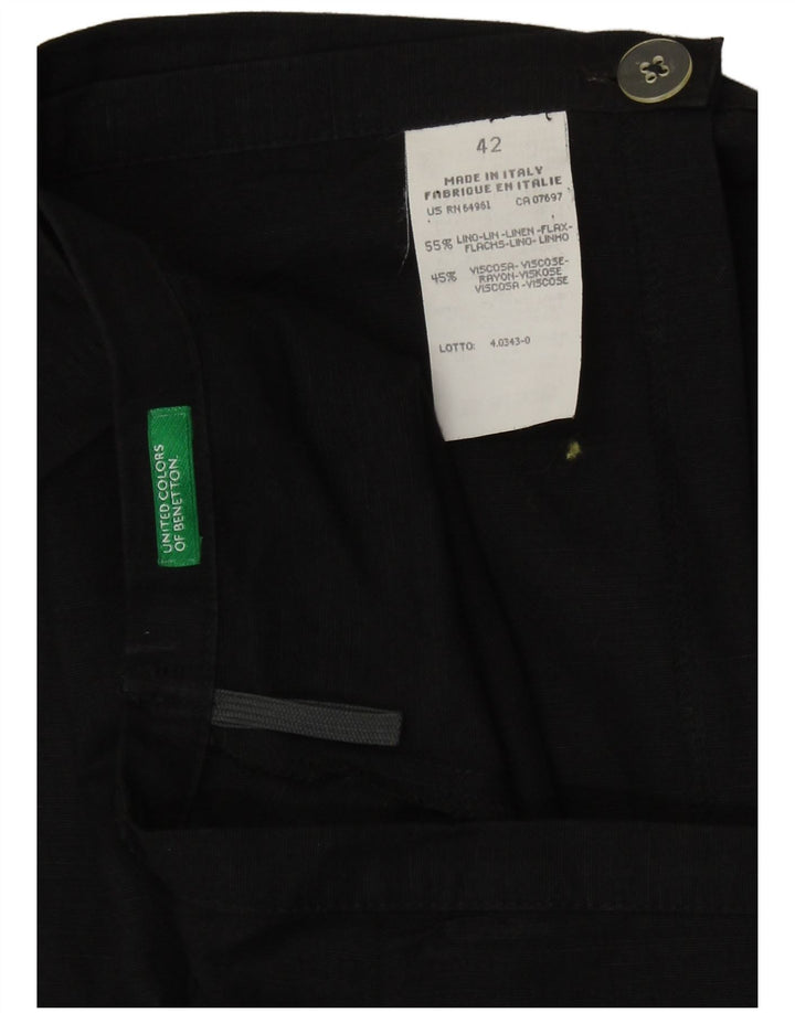 Benetton Womens Wrap Skirt IT 42 Medium W27  Black Linen