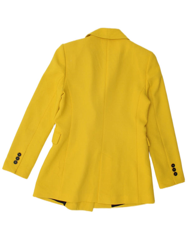 Zara Womens Longline Double Breasted Blazer Jacket UK 10 Small Yellow