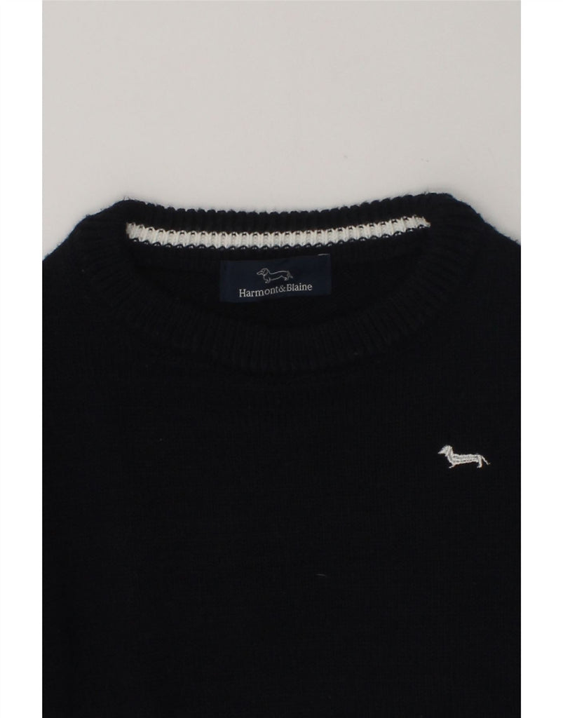 HARMONT & BLAINE Boys Boat Neck Jumper Sweater 3-4 Years Navy Blue Wool | Vintage Harmont & Blaine | Thrift | Second-Hand Harmont & Blaine | Used Clothing | Messina Hembry 