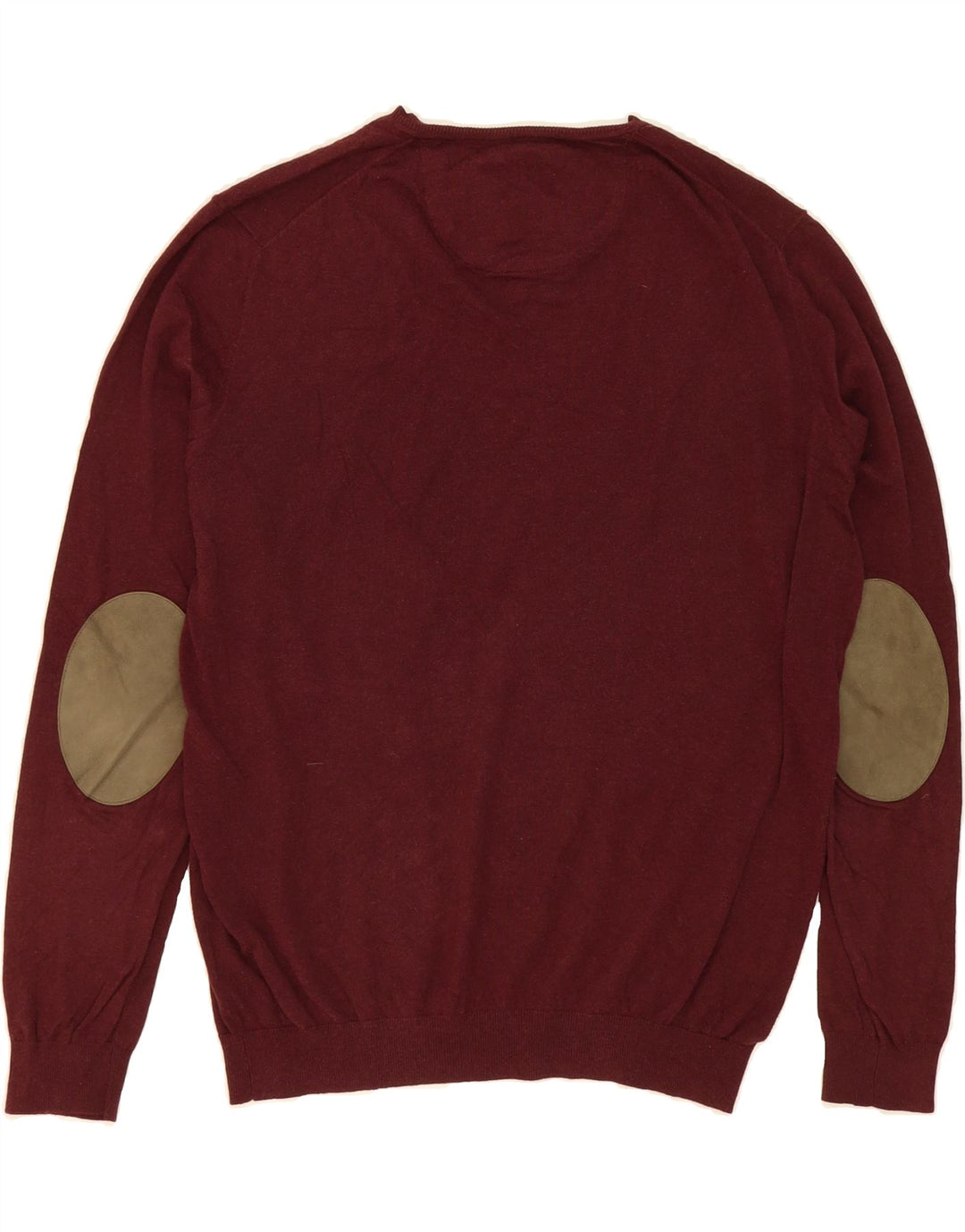 MASSIMO DUTTI Mens V-Neck Jumper Sweater Large Maroon Cotton Vintage Massimo Dutti and Second-Hand Massimo Dutti from Messina Hembry 