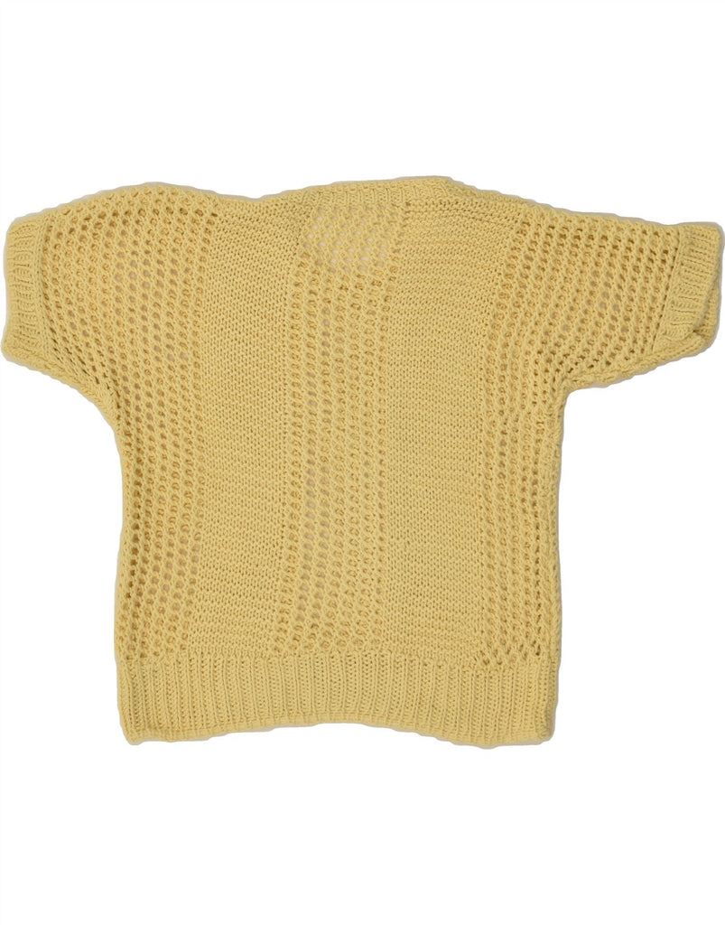 VINTAGE Womens Short Sleeve Crew Neck Jumper Sweater UK 12 Medium Yellow | Vintage Vintage | Thrift | Second-Hand Vintage | Used Clothing | Messina Hembry 