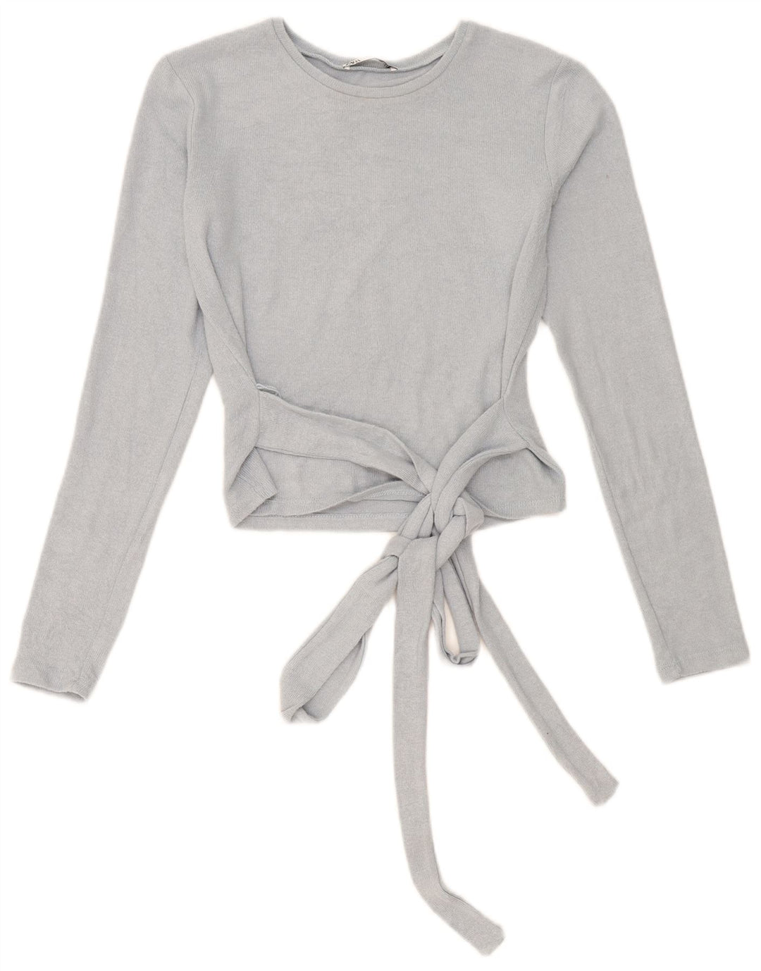 Zara Womens Crop Top Long Sleeve UK 10 Small Blue
