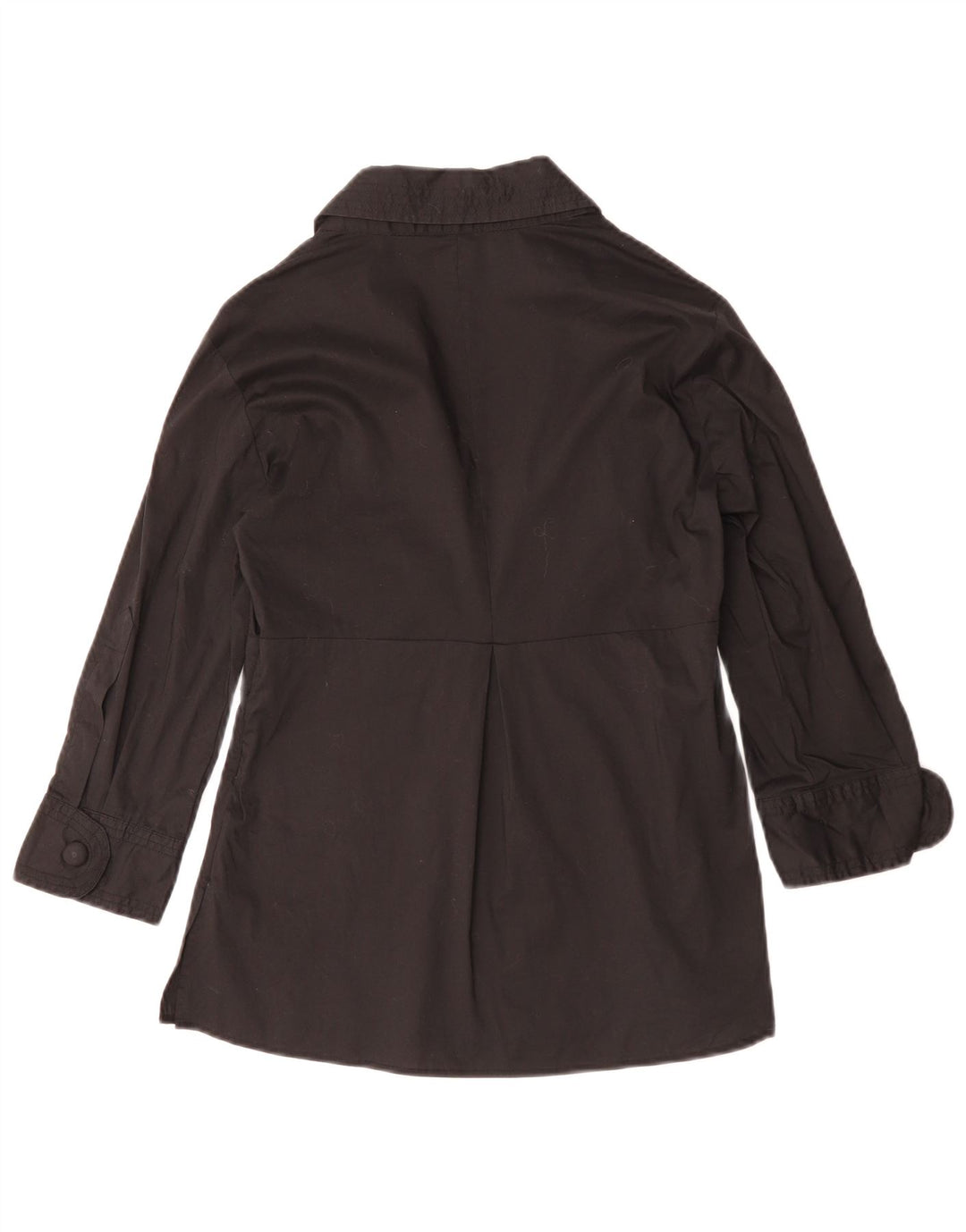 BENETTON Womens 3/4 Sleeve Blouse Top UK 10 Small Black Cotton